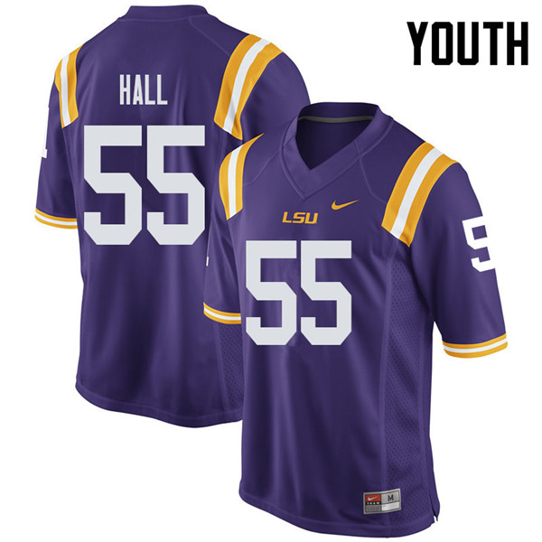 Youth #55 Kody Hall LSU Tigers College Football Jerseys Sale-Purple